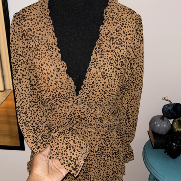 Leopard Print Ruffle Open Back Dress - Picture 3 of 5